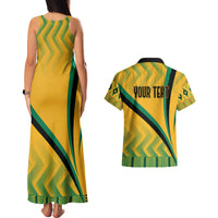 Personalised Jamaica Couples Matching Tank Maxi Dress And Hawaiian Shirt Kente Pattern Basic - Yellow LT7 - Wonder Print Shop