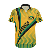 Personalised Jamaica Hawaiian Shirt Kente Pattern Basic - Yellow - Wonder Print Shop
