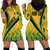 Personalised Jamaica Hoodie Dress Kente Pattern Basic - Yellow - Wonder Print Shop