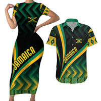 Personalised Jamaica Couples Matching Short Sleeve Bodycon Dress and Hawaiian Shirt Kente Pattern Basic - Black LT7