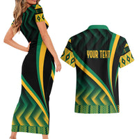 Personalised Jamaica Couples Matching Short Sleeve Bodycon Dress and Hawaiian Shirt Kente Pattern Basic - Black LT7