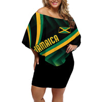 Personalised Jamaica Off Shoulder Short Dress Kente Pattern Basic - Black - Wonder Print Shop
