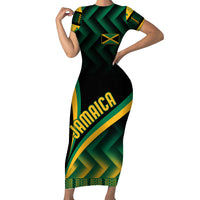 Jamaica Short Sleeve Bodycon Dress Kente Pattern Basic - Black - Wonder Print Shop