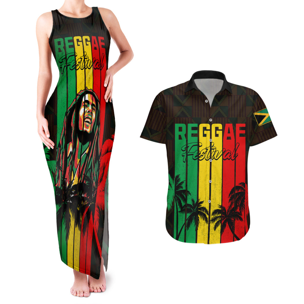 personalised-jamaica-couples-matching-tank-maxi-dress-and-hawaiian-shirt-reggae-festival-bob-marley-abstract-portrait