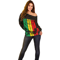 Personalised Jamaica Off Shoulder Sweater Reggae Festival Legend Bob Abstract Portrait - Wonder Print Shop