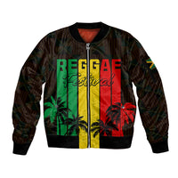 Personalised Jamaica Sleeve Zip Bomber Jacket Reggae Festival Legend Bob Abstract Portrait - Wonder Print Shop