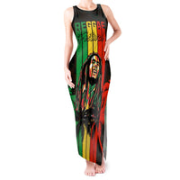 Women’s tank maxi dress with reggae portrait art and 'Reggae Festival' text on front