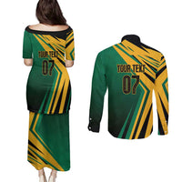 Jamaica Tropical Palm Personalized Couples Matching Puletasi and Long Sleeve Button Shirt - Wonder Print Shop