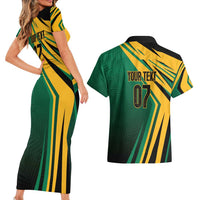 Jamaica Tropical Palm Personalized Couples Matching Short Sleeve Bodycon Dress and Hawaiian Shirt - Wonder Print Shop