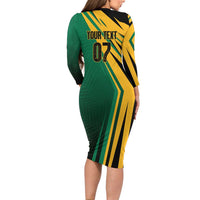 Jamaica Tropical Palm Personalized Family Matching Long Sleeve Bodycon Dress and Hawaiian Shirt - Wonder Print Shop