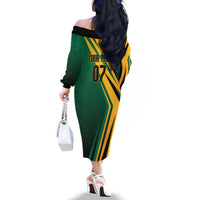 Jamaica Tropical Palm Personalized Family Matching Off The Shoulder Long Sleeve Dress and Hawaiian Shirt - Wonder Print Shop