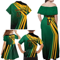 Jamaica Tropical Palm Personalized Family Matching Off Shoulder Maxi Dress and Hawaiian Shirt - Wonder Print Shop
