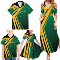 Jamaica Tropical Palm Personalized Family Matching Summer Maxi Dress and Hawaiian Shirt - Wonder Print Shop