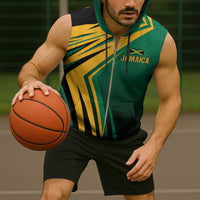 Jamaica Tropical Palm Personalized Sleeveless Zip Hoodie - Wonder Print Shop