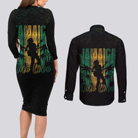 Jamaica One Love Grunge Couples Matching Long Sleeve Bodycon Dress and Long Sleeve Button Shirt Jamrock - Wonder Print Shop