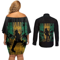Jamaica One Love Grunge Couples Matching Off Shoulder Short Dress and Long Sleeve Button Shirt Jamrock - Wonder Print Shop