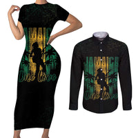 Jamaica One Love Grunge Couples Matching Short Sleeve Bodycon Dress and Long Sleeve Button Shirt Jamrock - Wonder Print Shop