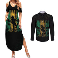 Jamaica One Love Grunge Couples Matching Summer Maxi Dress and Long Sleeve Button Shirt Jamrock - Wonder Print Shop