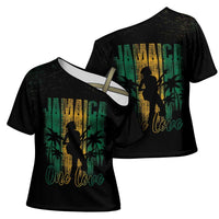 Jamaica One Love Grunge Cross Shoulder Shirt Jamrock - Wonder Print Shop