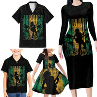 Jamaica One Love Grunge Family Matching Long Sleeve Bodycon Dress and Hawaiian Shirt Jamrock - Wonder Print Shop
