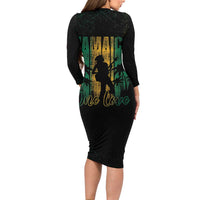 Jamaica One Love Grunge Family Matching Long Sleeve Bodycon Dress and Hawaiian Shirt Jamrock - Wonder Print Shop