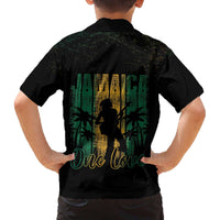 Jamaica One Love Grunge Family Matching Off The Shoulder Long Sleeve Dress and Hawaiian Shirt Jamrock - Wonder Print Shop
