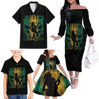 Jamaica One Love Grunge Family Matching Off The Shoulder Long Sleeve Dress and Hawaiian Shirt Jamrock - Wonder Print Shop