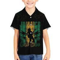 Jamaica One Love Grunge Family Matching Off The Shoulder Long Sleeve Dress and Hawaiian Shirt Jamrock - Wonder Print Shop
