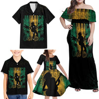 Jamaica One Love Grunge Family Matching Off Shoulder Maxi Dress and Hawaiian Shirt Jamrock - Wonder Print Shop