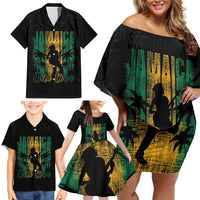 Jamaica One Love Grunge Family Matching Off Shoulder Short Dress and Hawaiian Shirt Jamrock - Wonder Print Shop