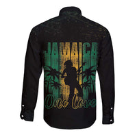 Jamaica One Love Grunge Long Sleeve Button Shirt Jamrock - Wonder Print Shop