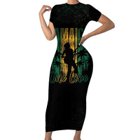 Jamaica One Love Grunge Short Sleeve Bodycon Dress Jamrock - Wonder Print Shop