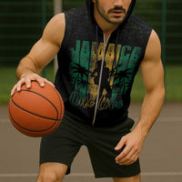 Jamaica One Love Grunge Sleeveless Zip Hoodie Jamrock - Wonder Print Shop