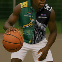 Custom Rugby South Africa New Zealand Greatest Rivals Sleeveless Zip Hoodie Tribal Motifs