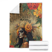 Dia de Los Muertos Mexico Blanket Aztec Goddess Mictecacihuatl