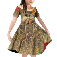 Dia de Los Muertos Mexico Family Matching Off Shoulder Short Dress and Hawaiian Shirt Aztec Goddess Mictecacihuatl LT7 - Wonder Print Shop