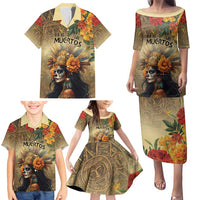 Dia de Los Muertos Mexico Family Matching Puletasi and Hawaiian Shirt Aztec Goddess Mictecacihuatl - Wonder Print Shop
