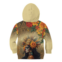 Dia de Los Muertos Mexico Kid Hoodie Aztec Goddess Mictecacihuatl - Wonder Print Shop