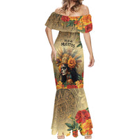 Dia de Los Muertos Mexico Mermaid Dress Aztec Goddess Mictecacihuatl - Wonder Print Shop