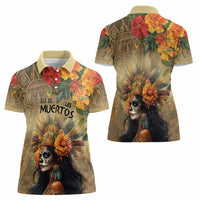 Dia de Los Muertos Mexico Women Polo Shirt Aztec Goddess Mictecacihuatl - Wonder Print Shop