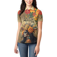 Dia de Los Muertos Mexico Women Polo Shirt Aztec Goddess Mictecacihuatl - Wonder Print Shop