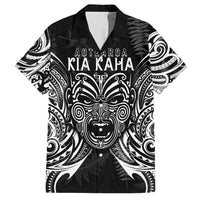 Custom New Zealand Rugby Family Matching Short Sleeve Bodycon Dress and Hawaiian Shirt 2023 World Cup Aotearoa Haka Face - Wonder Print Shop