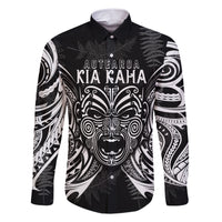 Custom New Zealand Rugby Family Matching Short Sleeve Bodycon Dress and Hawaiian Shirt 2023 World Cup Aotearoa Haka Face - Wonder Print Shop