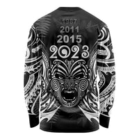 Custom New Zealand Rugby Long Sleeve Shirt 2023 World Cup Aotearoa Haka Face - Wonder Print Shop