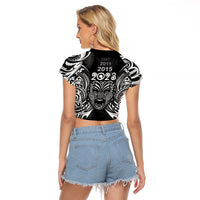 Custom New Zealand Rugby Raglan Cropped T Shirt 2023 World Cup Aotearoa Haka Face - Wonder Print Shop