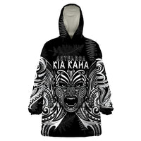 Custom New Zealand Rugby Wearable Blanket Hoodie 2023 World Cup Aotearoa Haka Face - Wonder Print Shop