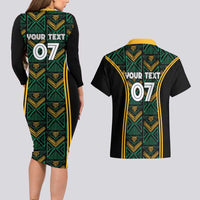 Jamaica Reggae Boyz Custom Couples Matching Long Sleeve Bodycon Dress and Hawaiian Shirt Ethnic Motifs LT7 - Wonder Print Shop