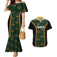 Jamaica Reggae Boyz Custom Couples Matching Mermaid Dress and Hawaiian Shirt Ethnic Motifs LT7 - Wonder Print Shop