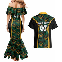 Jamaica Reggae Boyz Custom Couples Matching Mermaid Dress and Hawaiian Shirt Ethnic Motifs LT7 - Wonder Print Shop