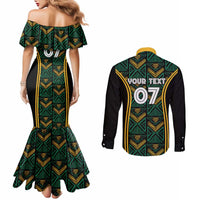 Jamaica Reggae Boyz Custom Couples Matching Mermaid Dress and Long Sleeve Button Shirt Ethnic Motifs